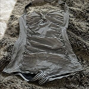Seafolly Black and White Striped Swimsuit